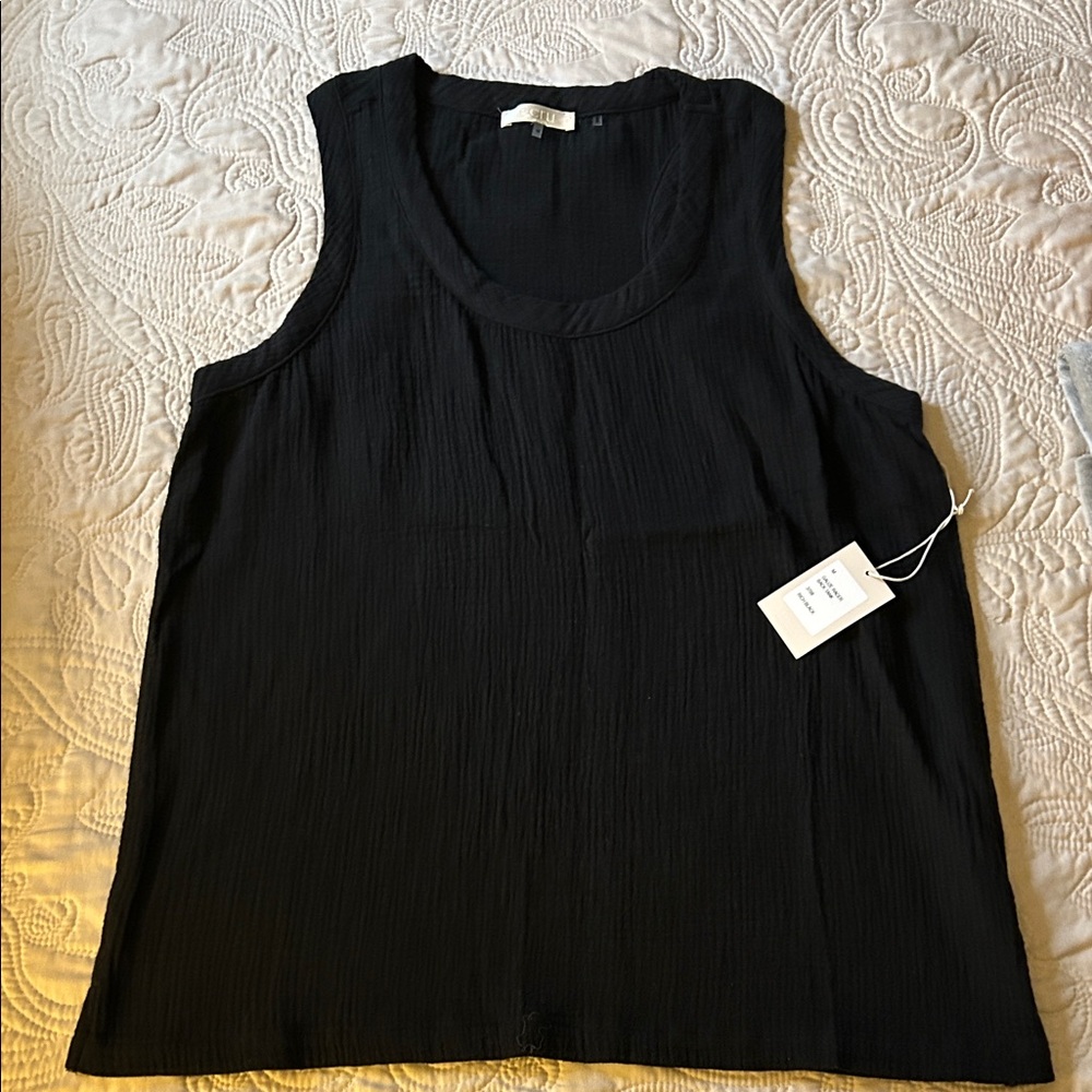 NWT ecru Black Textured Scoop Neck Tank Size M